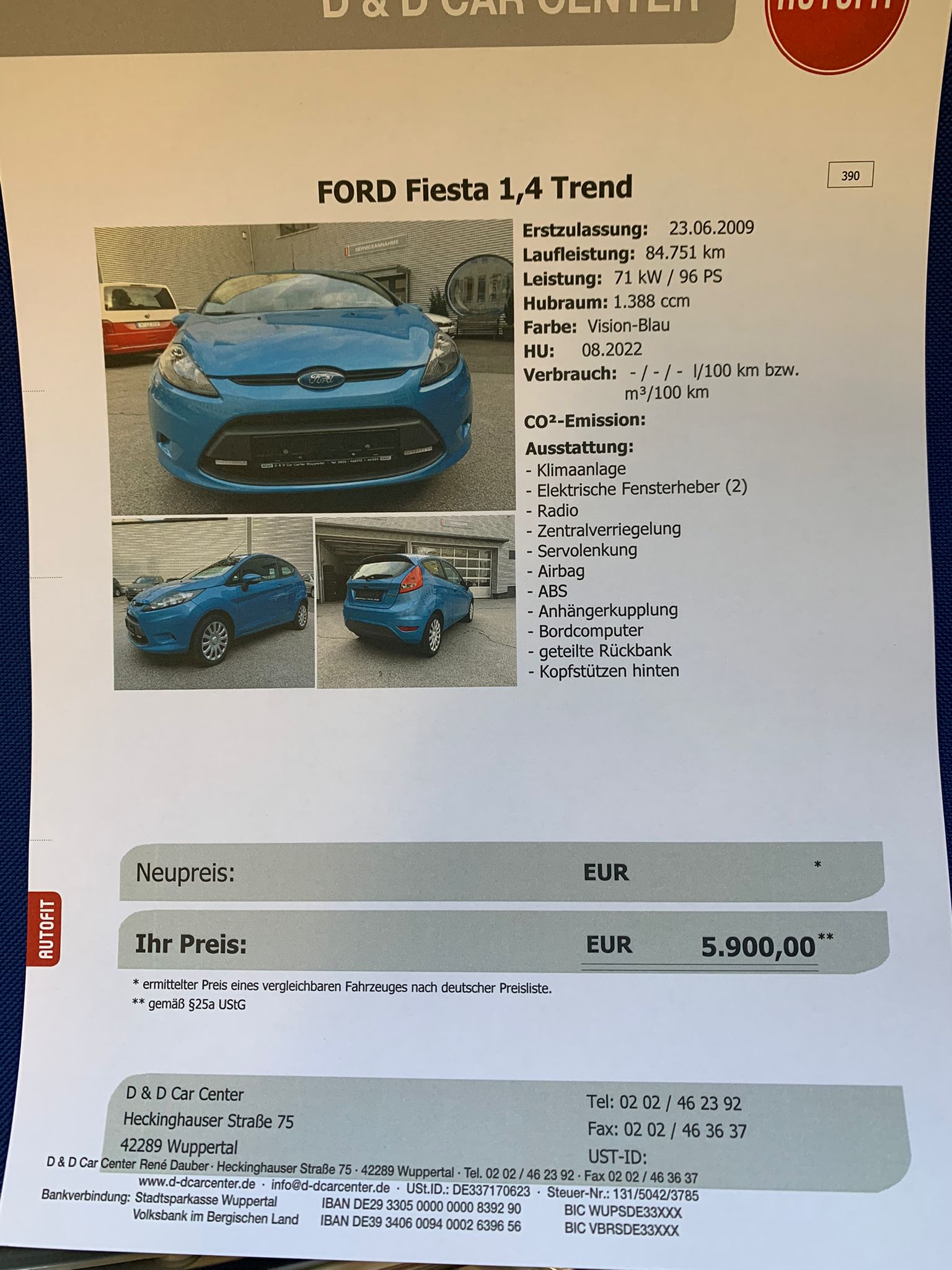 Ford Fiesta 1,4 Trend